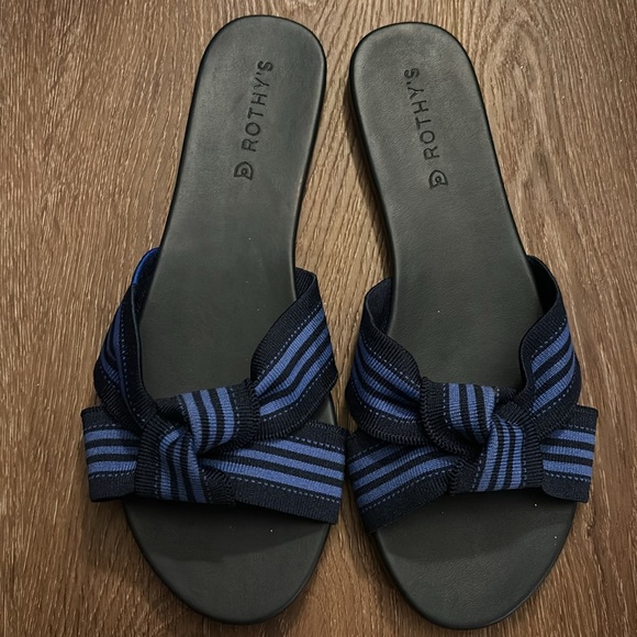 Rothy's The Knot Cobalt Stripe Sandals - Picture 2 of 8